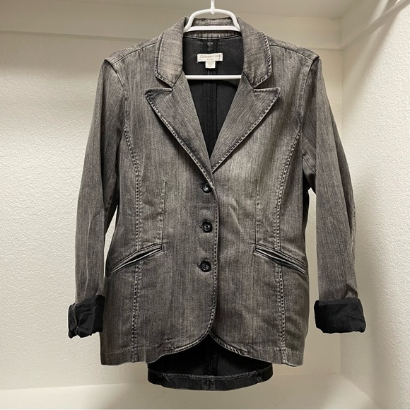 Coldwater Creek Shaped charcoal gray faded, stretch denim blazer, Sz 14 - Picture 6 of 14